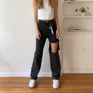 The Kript black distressed boyfriend jeans